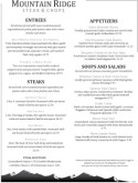 Mountain Lodge Steakhouse Menu