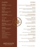 Medallion Fine Dining Menu