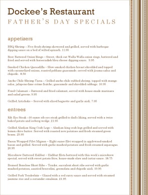 Customize Stripes Father's Day Menu