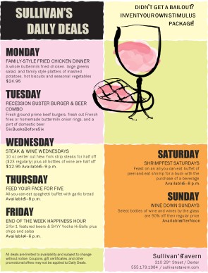 Customize Recession Dining Menu