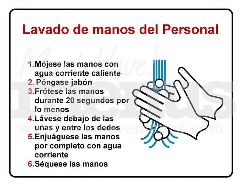 Kitchen Handwashing Procedure Sign in Spanish Page 1