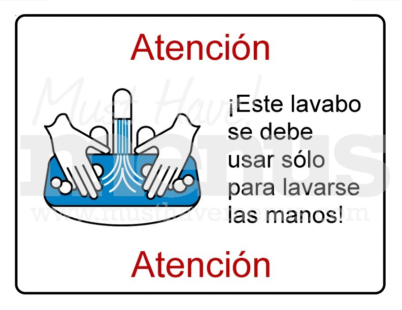 Hand Washing Sink Only Kitchen Sign in Spanish Page 1