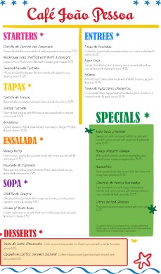 Customize Latin Fusion Menu Long