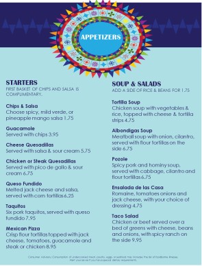 Customize Casa Vieja Mexican Menu