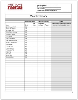 Meat Inventory Form