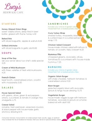 Customize Sidewalk Cafe Menu