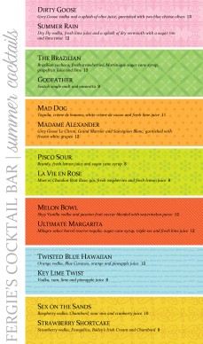 Customize Colorful Summer Drinks Menu