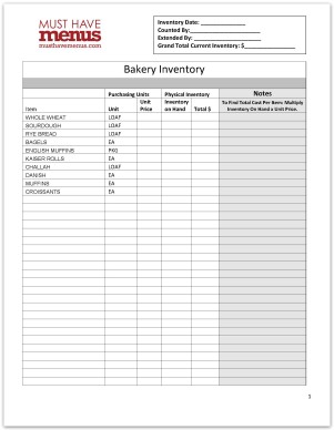 Bakery Inventory Form