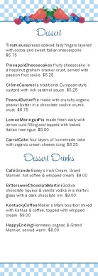 Customize Dessert Specials Menu