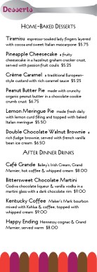 Customize Bistro Dessert Menu
