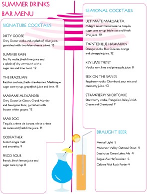 Customize Umbrella Cocktail Menu