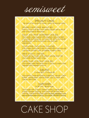 Customize Semisweet Chocolate Menu