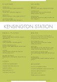 British Restaurant Menu A4