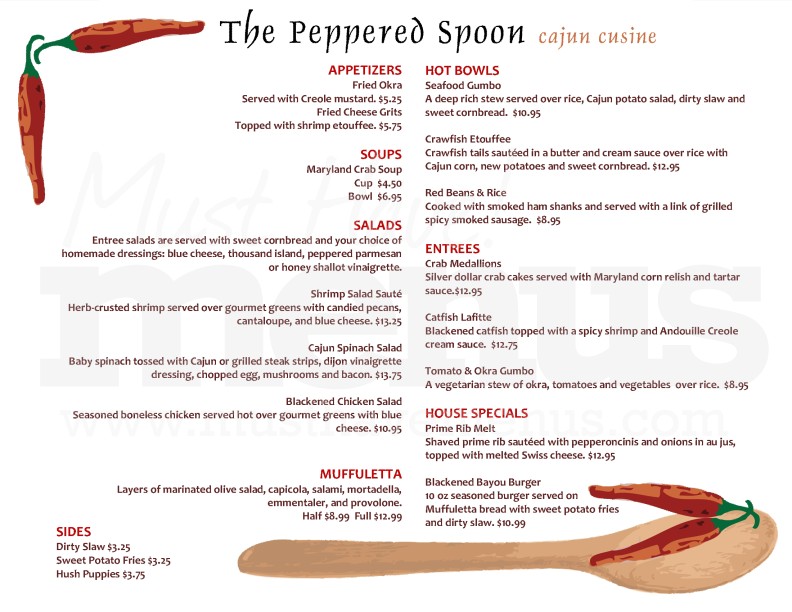 Cajun Grill Menu Page 1