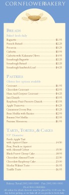 Customize Bread Menu