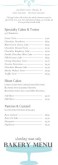 Artisan Bakery Menu
