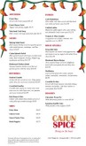 Spicy Cajun Menu
