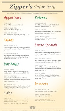Customize Cajun Menu Long