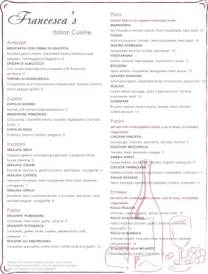 Customize Italian Wine Menu