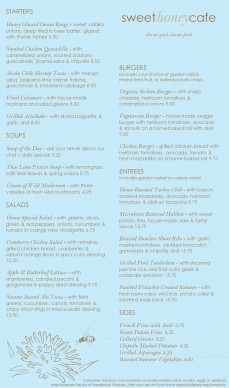 Customize Honey Bee Cafe Menu