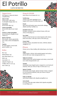 Customize Mexican Food Menu Long