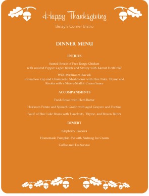 Customize Thanksgiving Menu
