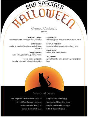 Customize Halloween Menu