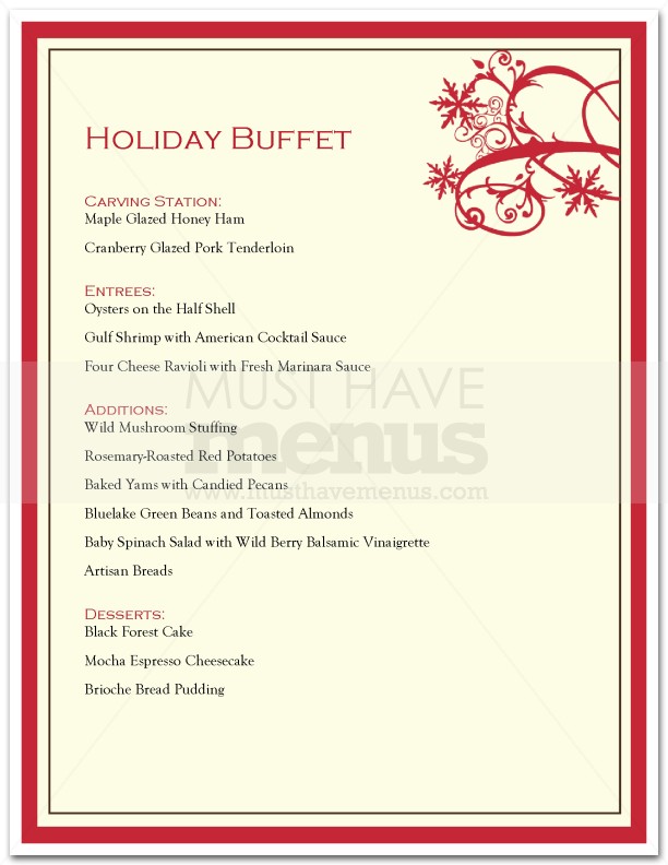 Christmas Buffet Menu | page 1