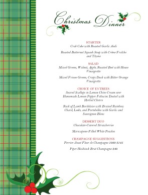 Customize Christmas Food Menu