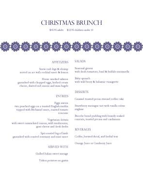 Customize Xmas Menu
