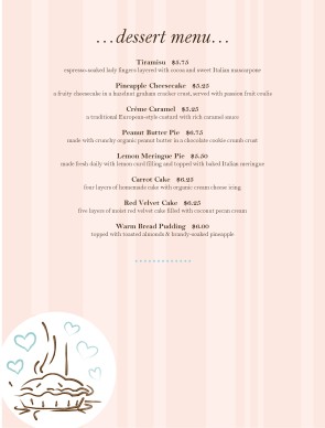 Customize Dessert Gourmet Menu