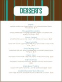 Chocolate Desserts Menu