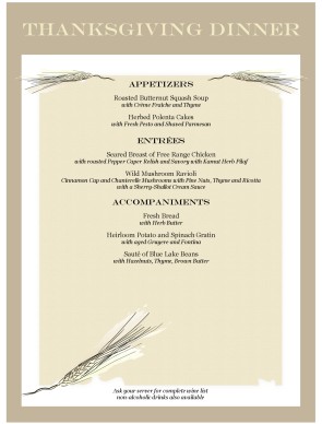 Customize Homestyle Thanksgiving Menu