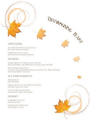 Customize Autumn Thanksgiving Menu