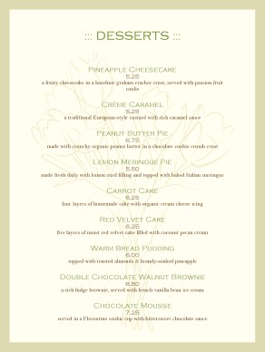 Customize Dessert Cream Menu