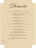 Dessert Food Menu