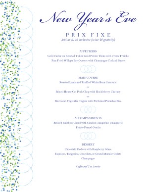 Customize New Year's Eve Menu