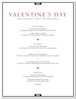 valentines day menu template
