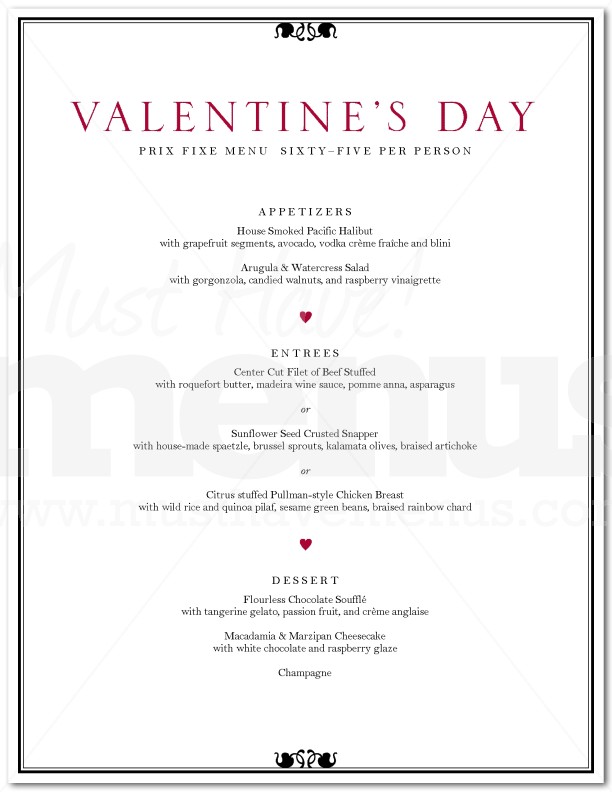 Valentine's Day Dinner Menu | page 1