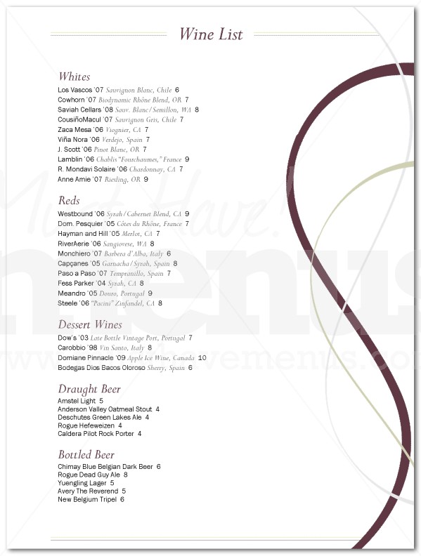 Best Wine List Page 1