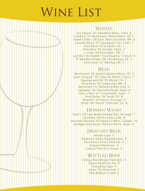 wine list template