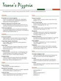 Pizza Shop Menu