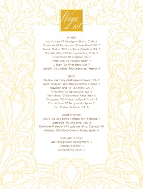 Customize Wine List Menu