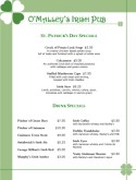 Menu for St Patricks Day