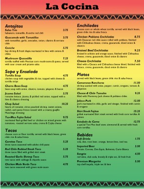 Customize Mexican Bar Menu