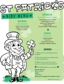 St Patricks Kids Menu