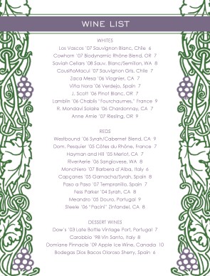 Customize Red Wine List