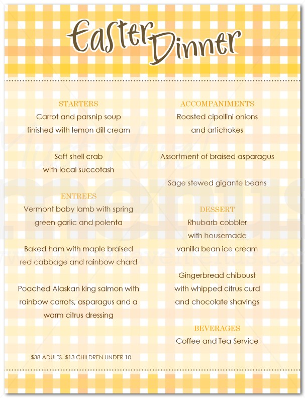 Easter Sunday Menu | page 1