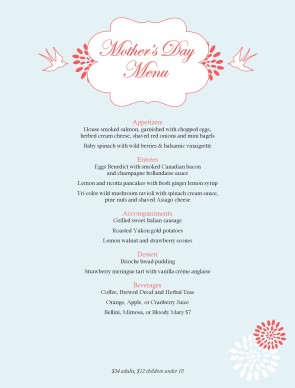 mothers day menu template