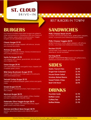Customize Drive In Burger Menu
